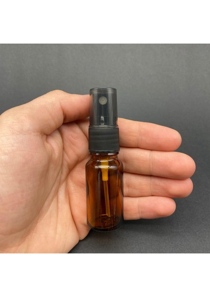 10 ml Amber Cam Şişe Siyah Spreyli ,  10CC Kahverengi Spreyli Boş Şişe x 6 Adet