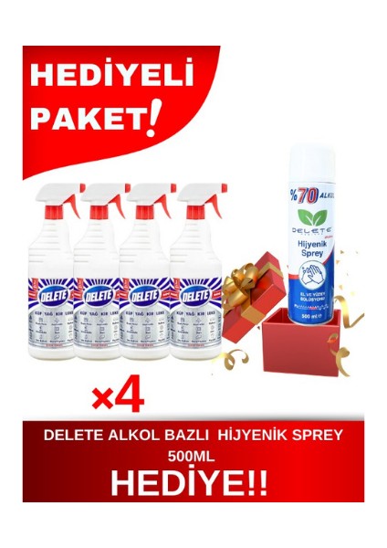 Etkili Çok Amaçlı Ultra Güçlü Leke Çıkarıcı Temizlik Spreyi - Yağ, Kir Ve Leke Çözücü 4×1000ml (4'lü Paket)