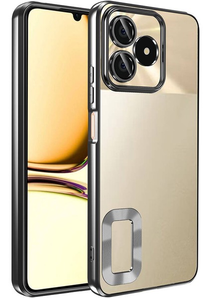 Realme Note 50 Uyumlu 3D Kamera Lens Korumalı Ekran Koruyucu Hediyeli Logo Gösteren Kenarları Renkli Arkası Şeffaf Sararmaz Kıılıf