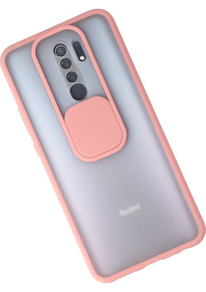 Xiaomi Redmi 9 Kılıf Palm Buzlu Kamera Sürgülü Silikon - Pembe 13