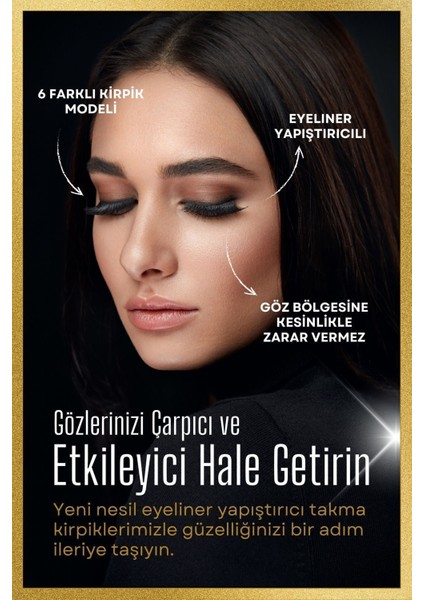 Uzunluk Takma Kirpik Seti 6farklı Model Kalem 2 Adet Kalem(Siyah-Şeffaf)Yapıştırıcılı (Aparat Hediy