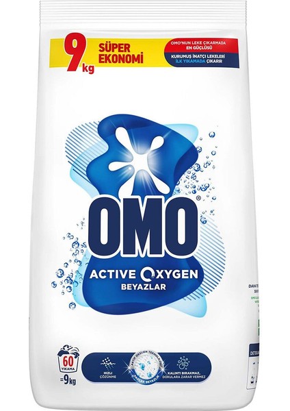 Anti Alerjik Active Oxygen Toz Çamaşır Deterjanı Beyazlar Için 9 kg X1 Havlu Hediye Toz 46 - 60 1'l