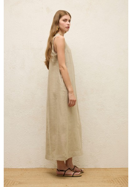 Kolsuz Keten Rahat Elbise Kum indirimleri