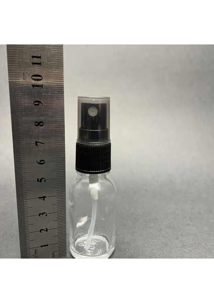 15 ml Şeffaf Cam Şişe Siyah Spreyli , 15CC Şeffaf Spreyli Boş Şişe x 6 Adet