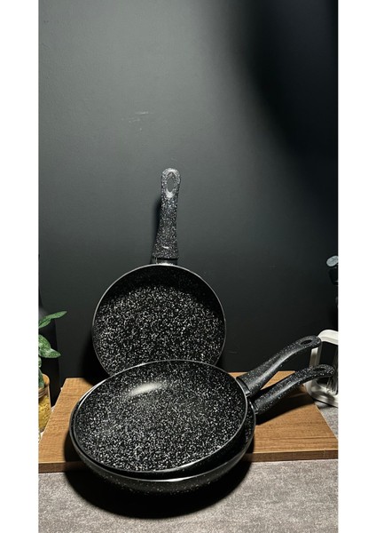 3`lü Granit Tek Kulplu Yanmaz Yapışmaz Tava 26-28-30 cm