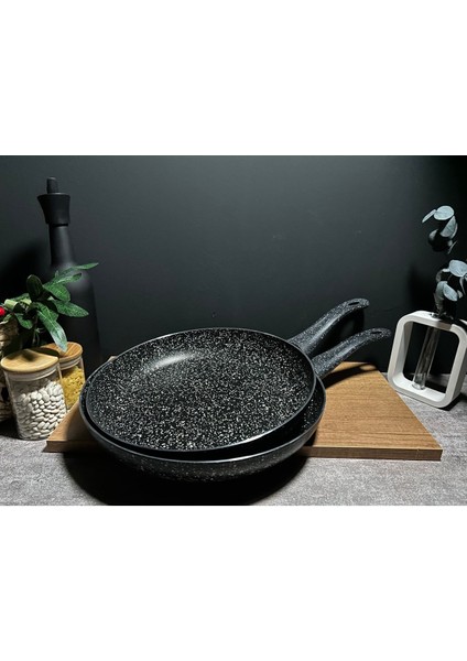 2`li Granit Tek Kulplu Yanmaz Yapışmaz Tava 30-32 cm