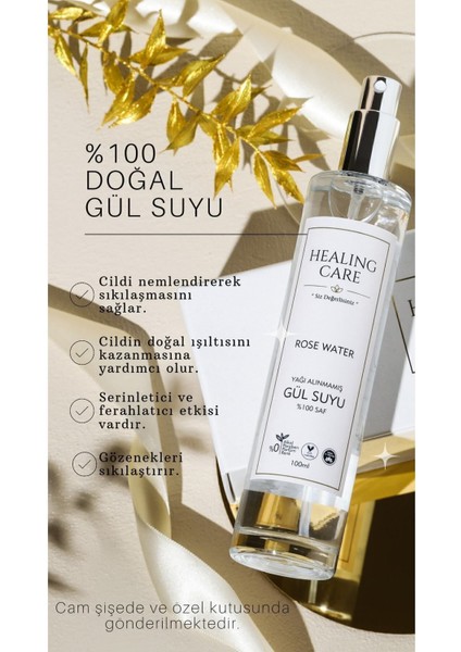 Saf Gül Suyu Tonik, Doğal Cilt Arındırıcı ve Parlatıcı 100ml