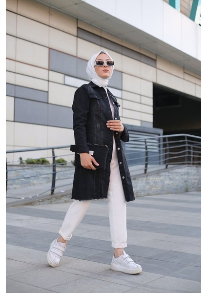 Kadın Altı Püsküllü Kot Ceket