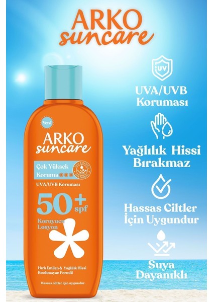 Spf 50 + Suncare SPF50 Vücut Güneş Losyonu 200 ml & SPF50 Yüz Güneş Kremi 50 ml Çanta Hediyeli Yaz