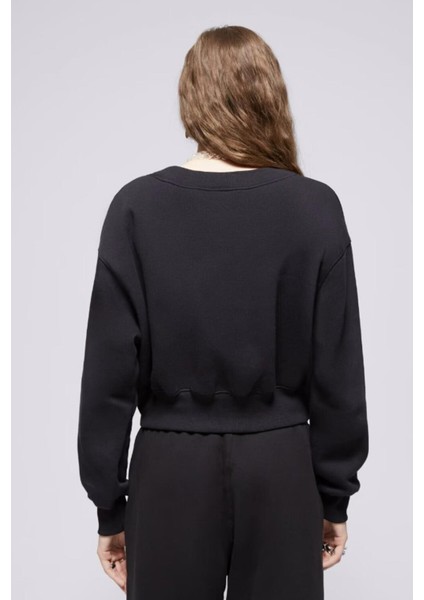 Phoenix Fleece Crop V Yaka Kadın Siyah Sweatshirt fiyatları