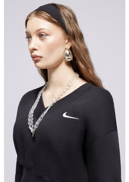 Phoenix Fleece Crop V Yaka Kadın Siyah Sweatshirt fırsatları