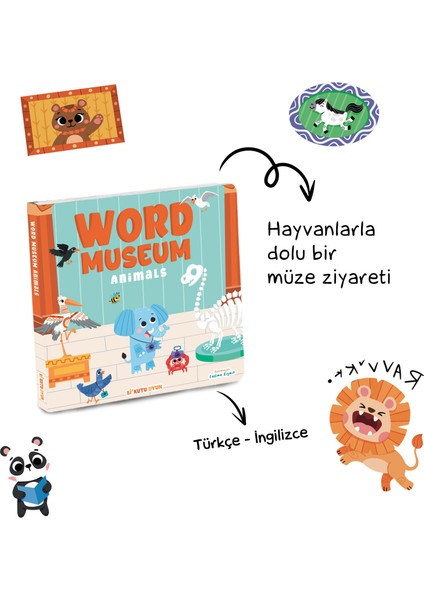 İlk Kelimeler Müzesi - Hayvanlar (İngilizce Destekli Kitap ve Yapboz Seti)