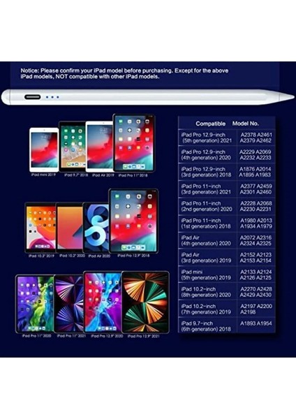 Beyaz For Ios Android Windows Uyumlu Tablet Ipad Yazı Kalemi Yedek Uç Hediyeli