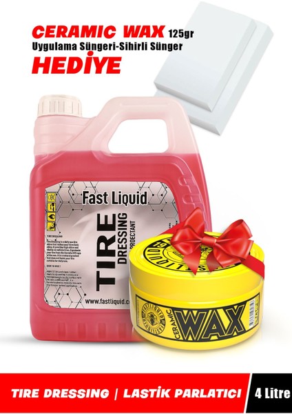 Lastik Parlatıcı 4 Lt Yüksek Parlaklık & Islak Görünüm Seramik Wax Hediyeli 125GR
