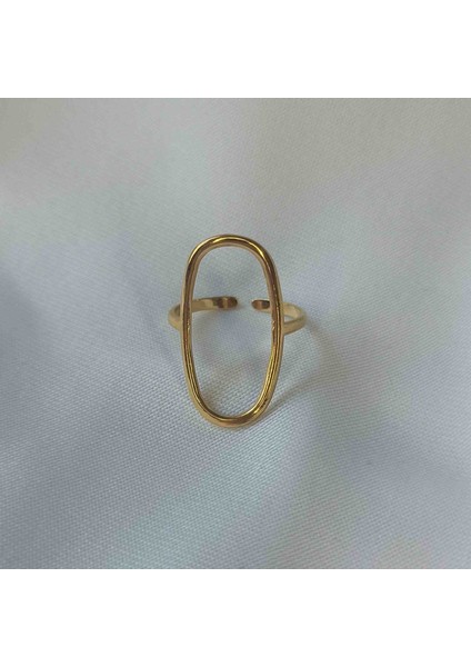 Oval Çizgi Tasarım Çelik Vintage Yüzük