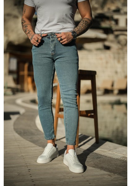 Erkek Düz Skinny Jean Mavi