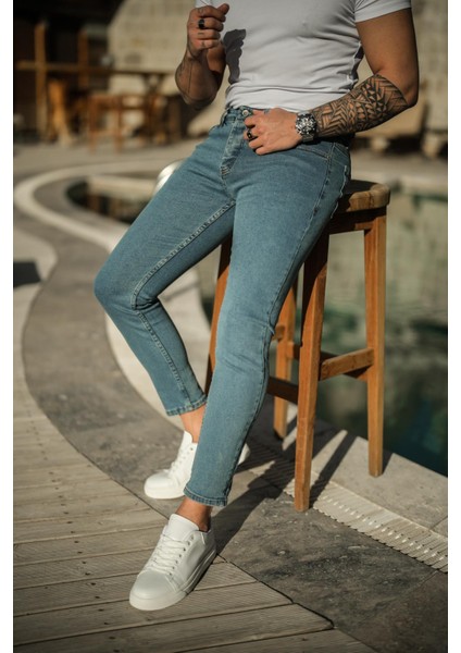 Erkek Düz Skinny Jean Mavi