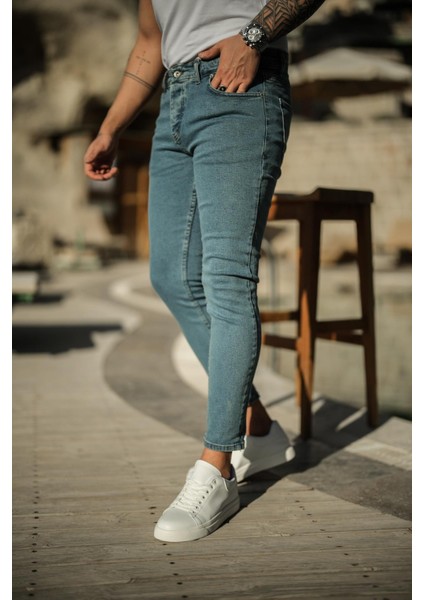 Erkek Düz Skinny Jean Mavi