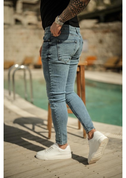 Erkek Washing Skinny Jean Yıkamalı Mavi