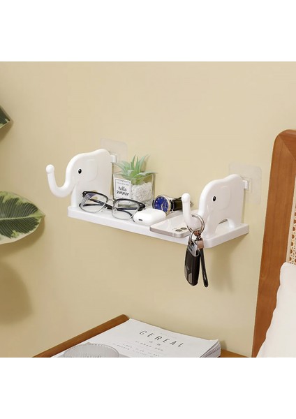 Sevimli Beyaz Fil Desenli Kendinden Yapışkanlı Uçan Banyo Rafı fiyatları