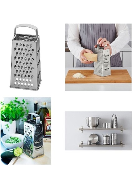 Çelik 4 Lü Set, Idealısk Rende 2'li Çırpıcı Seti Frk Koncıs Çelik Sarımsak Ezici Idealısk Un Eleği