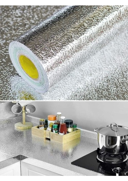 Kendinden Yapışkanlı Silinebilir Gümüş Renkli Mutfak Tezgah Üstü Sticker Folyo - 10 Metre fırsatları