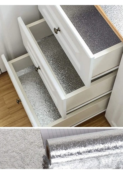 Kendinden Yapışkanlı Silinebilir Gümüş Renkli Mutfak Tezgah Üstü Sticker Folyo - 10 Metre indirimleri