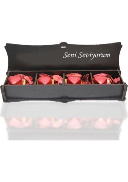 Seni Seviyorum Yazılı Ahşap Kutuda Seni Seviyorum Çikolata Seti
