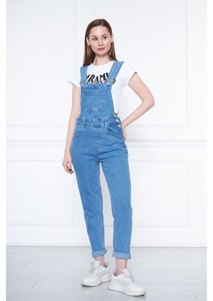 Kadın Denim Salopet Kot Tulum