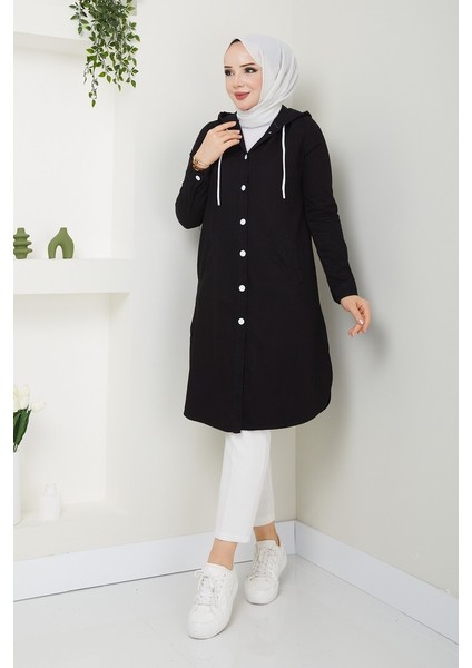 Kadın Kapüşonlu Düğme Kapamalı Kot Kap fiyatları