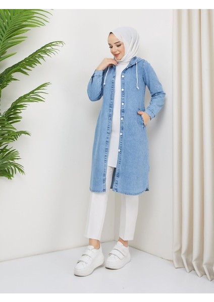 Kadın Kapüşonlu Düğme Kapamalı Kot Kap fırsatları