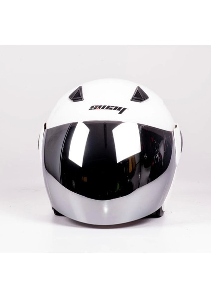 Kask SW-733 Yarım Aynalı Camlı Beyaz fırsatları
