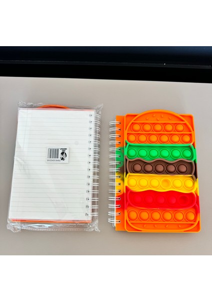 Turuncu Renk Pop It Bubble Notebook Popit Defter Renkli eğlenceli spiralli Okul Defteri