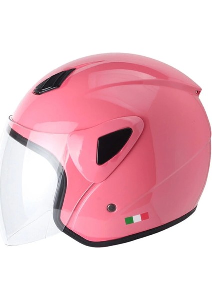 Kask SW-733 Pembe Yarım Şeffaf Camlı
