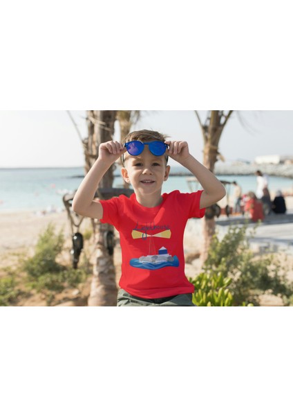 Erkek Çocuk Pamuk Lighthouse Baskılı Kısa Kol Tshirt fiyatları