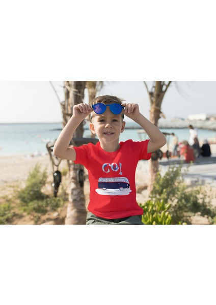 Erkek Çocuk Pamuk Lacivert Karavan Baskılı Kısa Kol Tshirt fiyatları