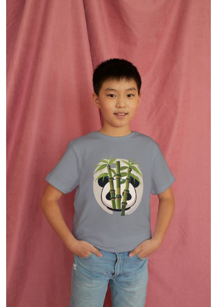 Erkek Çocuk Pamuk Panda Baskılı Kısa Kol Tshirt modelleri