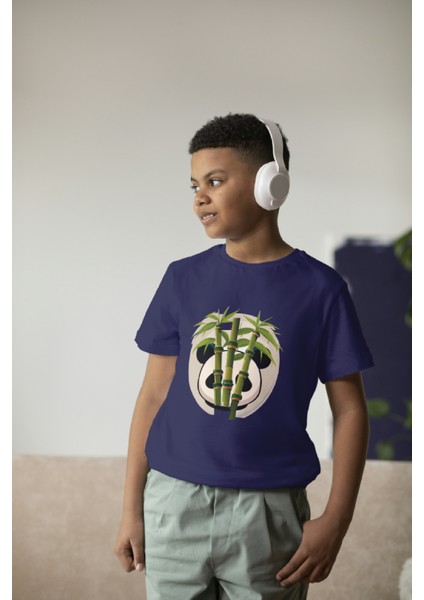 Erkek Çocuk Pamuk Panda Baskılı Kısa Kol Tshirt