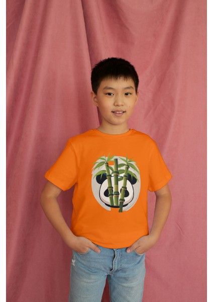 Erkek Çocuk Pamuk Panda Baskılı Kısa Kol Tshirt modelleri