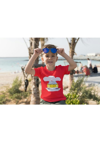 Erkek Çocuk Pamuk Sarı Araba Baskılı Kısa Kol Tshirt