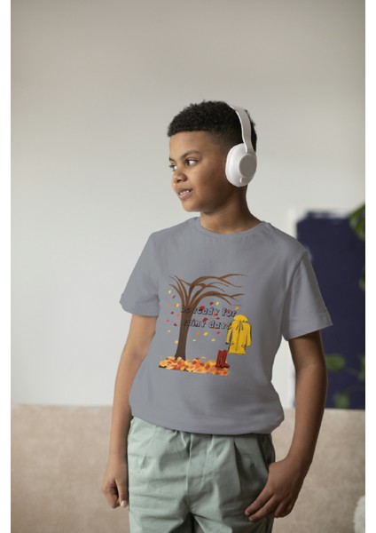 Erkek Çocuk Pamuk Rainyday Baskılı Kısa Kol Tshirt