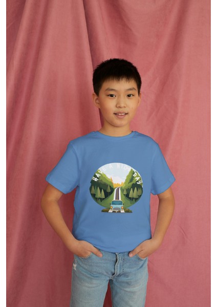 Erkek Çocuk Pamuk Road Baskılı Kısa Kol Tshirt modelleri