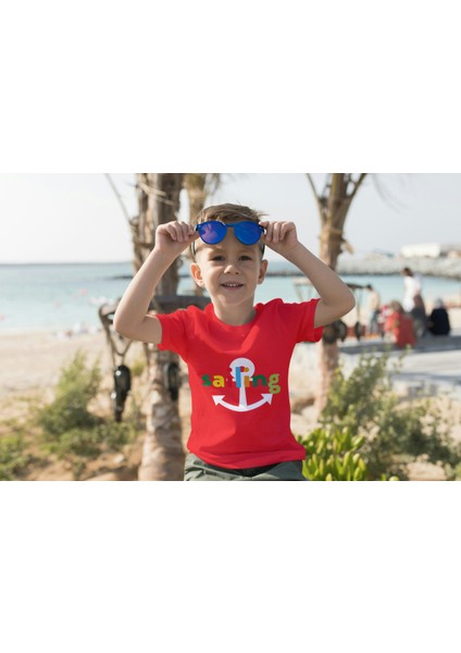 Erkek Çocuk Pamuk Sailing Baskılı Kısa Kol Tshirt fiyatları