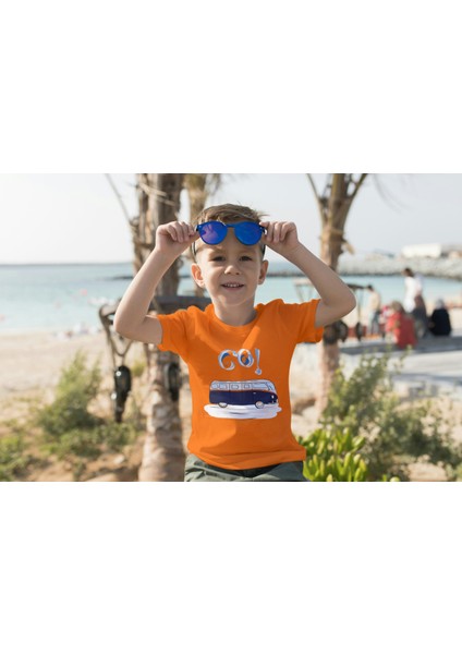 Erkek Çocuk Pamuk Lacivert Karavan Baskılı Kısa Kol Tshirt fiyatları