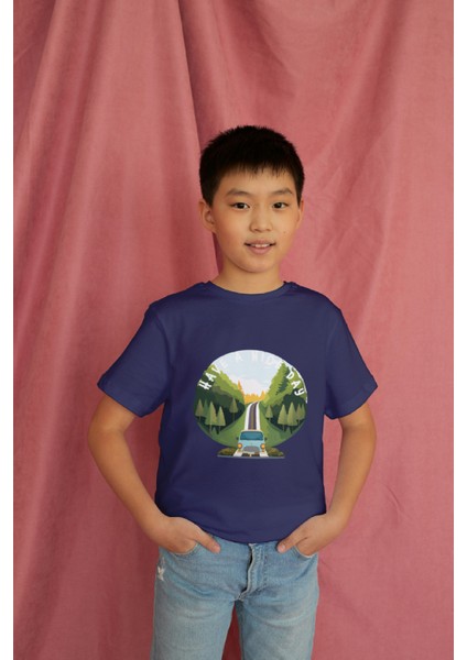 Erkek Çocuk Pamuk Road Baskılı Kısa Kol Tshirt modelleri