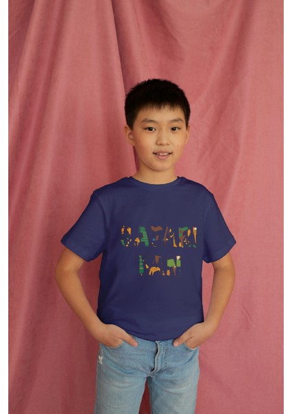 Erkek Çocuk Pamuk Safari Fun Baskılı Kısa Kol Tshirt modelleri
