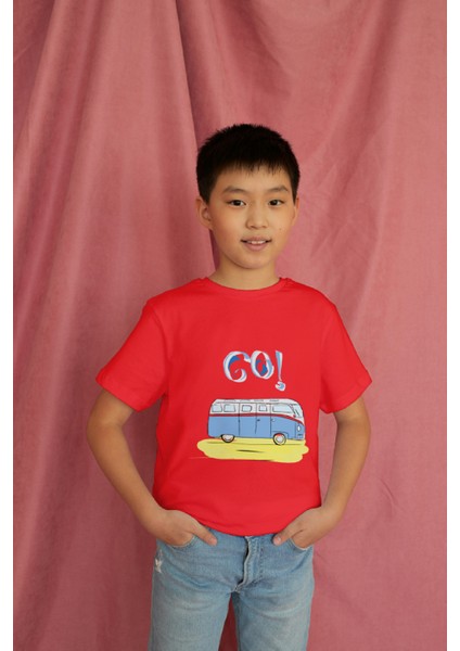 Erkek Çocuk Pamuk Sarı Go Karavan Baskılı Kısa Kol Tshirt modelleri