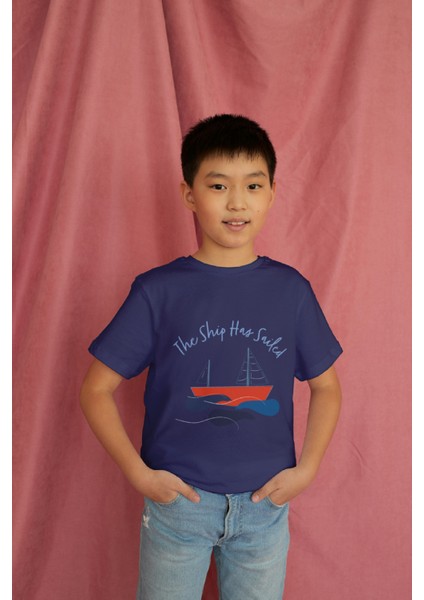 Erkek Çocuk Pamuk The Ship Has Gemi Baskılı Kısa Kol Tshirt modelleri