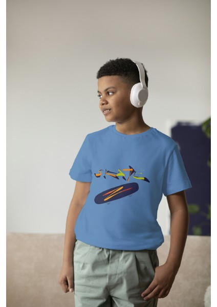 Erkek Çocuk Pamuk Skate Kaykay Baskılı Kısa Kol Tshirt