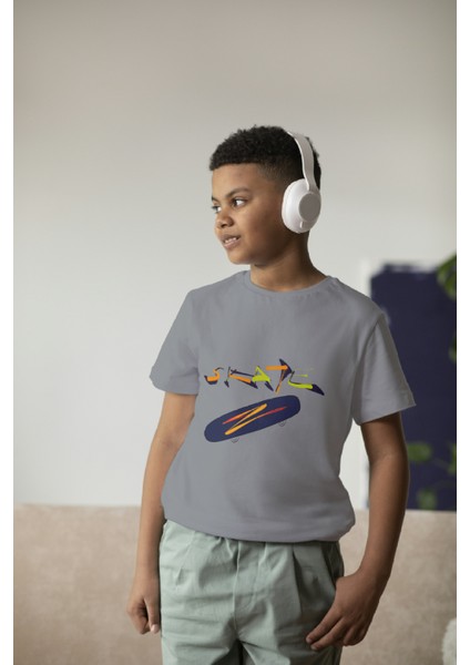 Erkek Çocuk Pamuk Skate Kaykay Baskılı Kısa Kol Tshirt